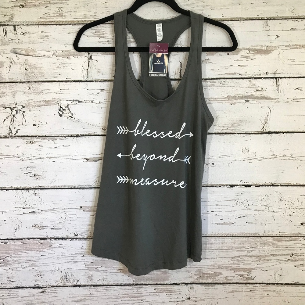 Blessed Gray NWT racerback graphic top